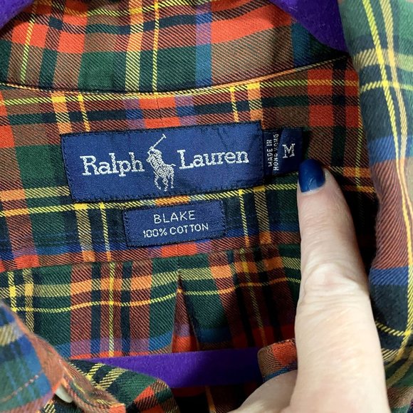 Ralph‎ Lauren Blake Red Plaid Flannel Button Down Shirt Men's Size M - Picture 3 of 7